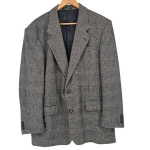 Christian Aujard Cashmere Blazer 42R Glen Check Plaid‎ Office Luxury Gentleman
